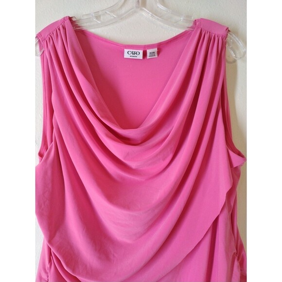 Cato Women's Shirt 18/20 W Barbie Pink Layered Sleeveless Stretch Tunic - Picture 2 of 12